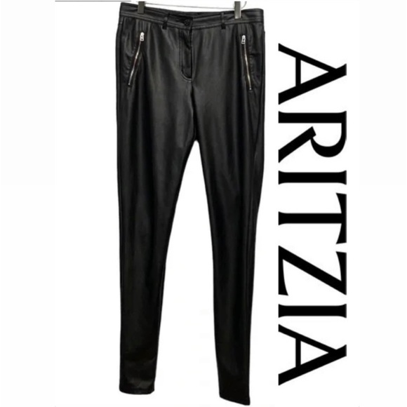 Aritzia Wilfred Free Black Vegan Leather Pants/Leggings Size 2 - Picture 1 of 8